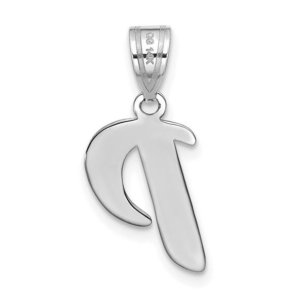 Kazi Luxury 14k White Gold Polished Script Letter P Initial Pendant - Picture 3 of 4